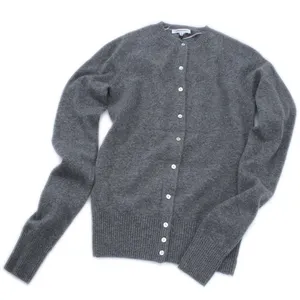 Cardigan à col rond en tricot uni Cardigan en cachemire de Style coréen femmes 100% cachemire col roulé personnalisé ordinateur tricoté régulier