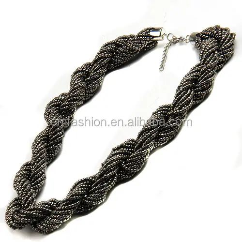 Fashion Women Glass Seed Bead Twisted Choker Necklace