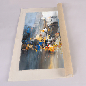 Peinture à l'huile moderne de paysage urbain, toile abstraite, œuvre d'art décorative, décoration murale - Product Image 4