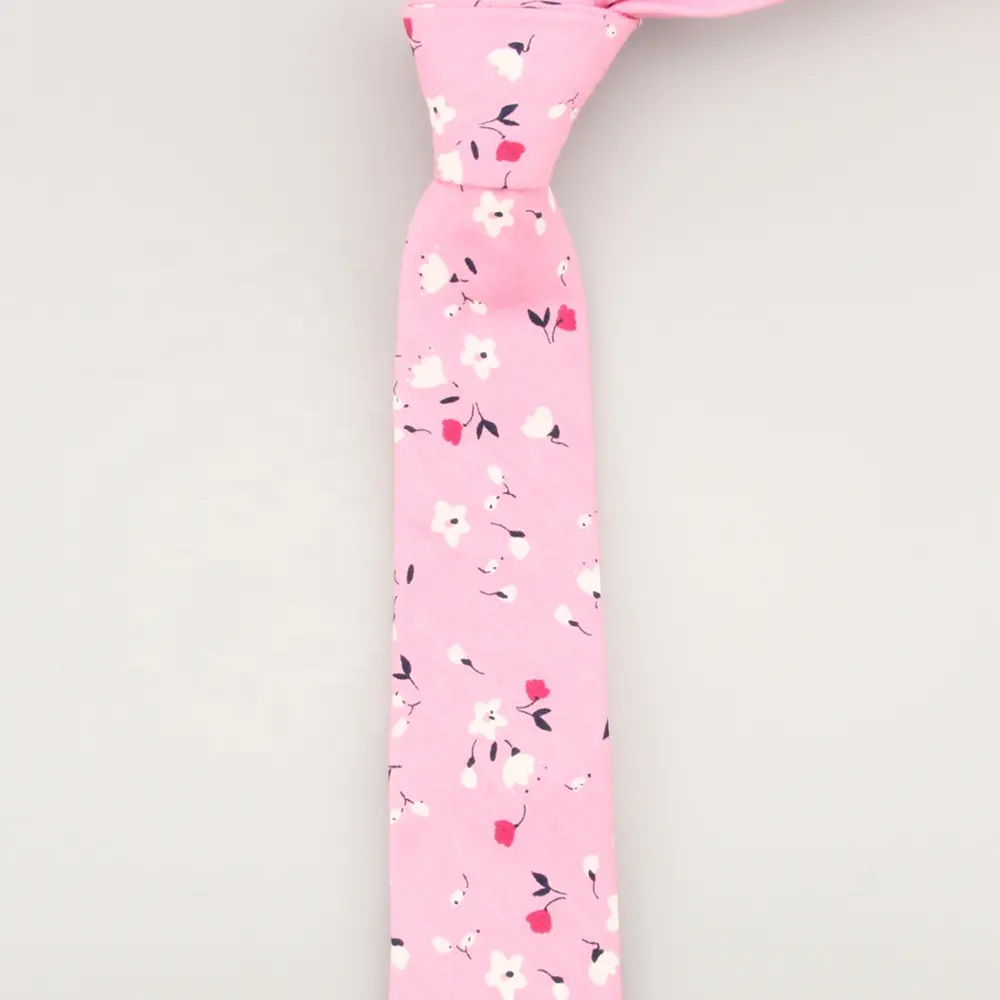 Man Fashion High Density Polyester Baumwolle Floral Pink Neck Tie für lässige Anzug Krawatten