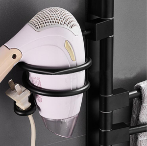 Portasciugamani pieghevole in acciaio inossidabile <span class=keywords><strong>salvaspazio</strong></span> nero girevole con <span class=keywords><strong>porta</strong></span> asciugacapelli per uso <span class=keywords><strong>bagno</strong></span> - Product Image 3