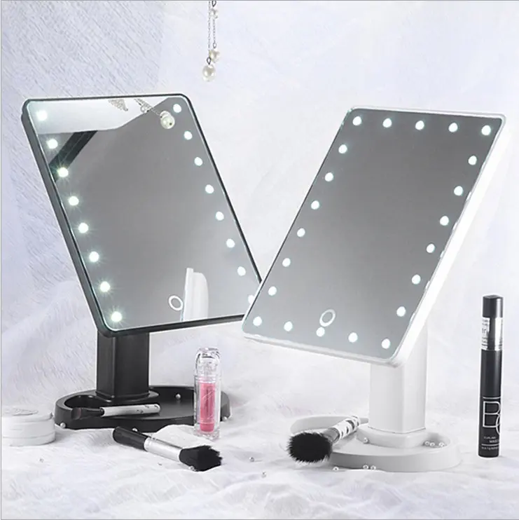 Make Up LED Mirror 360 Degree Rotation Touch Screen Make Up Cosmetic Folding Portable Pocket With 16/22 LED Light Makeup Mirror
