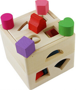 Gioco in Legno con Forme Geometriche Cartoon, Cubi in Legno per Bambini - Product Image 3