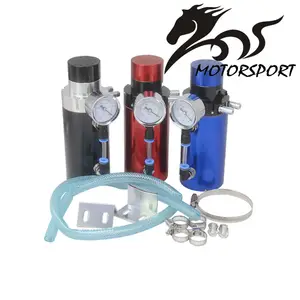 Aluminum Engine 9MM Fittings Oil Catch Reservoir Breather Tank/Can + Vacuum Pressure Gauge Oil Catch Tank/Can