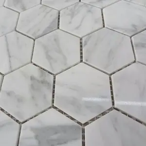 Gepolijst Wit Carrara Gemengde Onxy Marmer Hexagon Mozaïek Badkamer Muur Vloertegel China Leverancier Op Verkoop Achtergrond