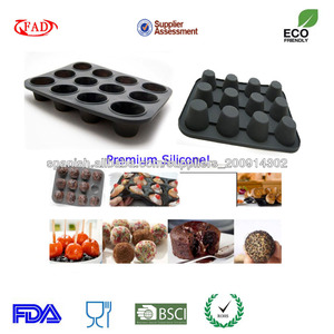 Herramientas de 12 tazas de la torta del silicón de la categoría alimenticia del mollete de la Panificación aprobado de la norma - Product Image 1
