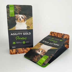 Bolsa de embalaje de comida para mascotas, Papel Kraft marrón reciclable, fondo plano de bolsillo con cremallera - Product Image 1