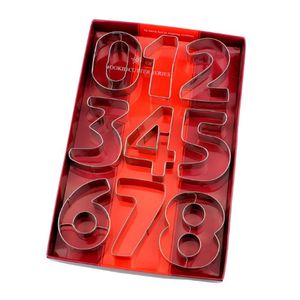 3 ''số lượng lớn OEM Cookie bánh quy Cutter Set thép không gỉ 9 Piece chữ số Cookie Máy cắt khuôn Set fondant trang trí - Product Image 1