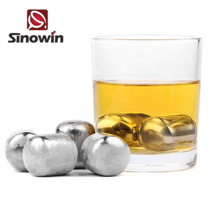 Gros Logo Gravé Whisky Dés En Acier Inoxydable Ice Cube pour le Vin