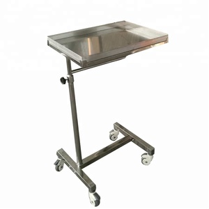 MT MEDICAL Adjustable Height Stainless Steel Medical Trolley <strong>Surgical</strong> <strong>Tray</strong> Stand Mayo <strong>Table</strong> with Wheel