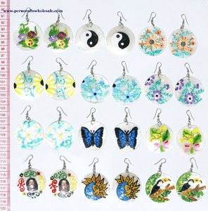 Peint à la main femmes boucles d'oreilles goutte peinture péruvienne dessin Art à la mode coloré bijoux cadeau - Product Image 2