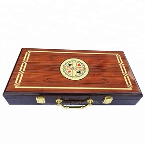 Luxe Glossy Houten Poker Chip Box Met Handvat Custom Logo Vernis Speelkaart Case Texas Hold Em Game Cadeau Verpakking - Product Image 1