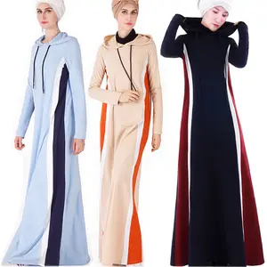 Euramerican Women Robes Spring And Summer Wear Moslem Lady Sports Costume Color Patchwork Muslim Female Dress