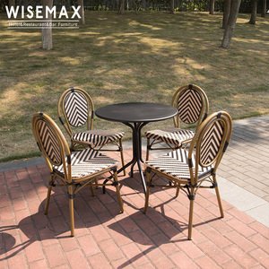 WISEMAX FURNITURE French Bistro Outdoor Rattan Garden Furniture <strong>Bamboo</strong> Look Woven Rattan Wicker <strong>Chairs</strong> - Product Image 5
