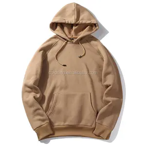 Custom made moda private label encostar hoodies homens algodão poliéster hoodies cáqui