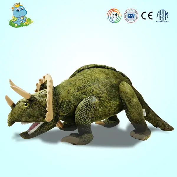 Realistic Triceratops Stuffed Animals Plush Toy Green Colour Creative Design