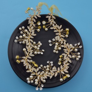 Fasce per Capelli Fatte a Mano <span class=keywords><strong>in</strong></span> Metallo Oro e <span class=keywords><strong>Argento</strong></span> con Fiori, Cristalli e Perle per Donne, Accessori per Capelli da Sposa - Product Image 5