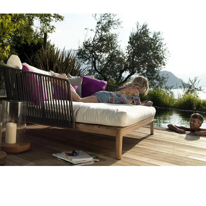 Outdoor Massief Houten Tuinmeubelen Sofa Fabriek Aangepaste Stemming Dag Bed Ligstoelen Strand Couch