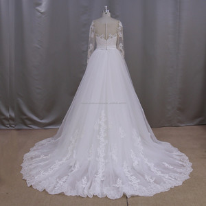 AK026 Date designer saris images robe de <span class=keywords><strong>mariée</strong></span> illusion cou robe de <span class=keywords><strong>mariée</strong></span> avec manches longues - Product Image 6