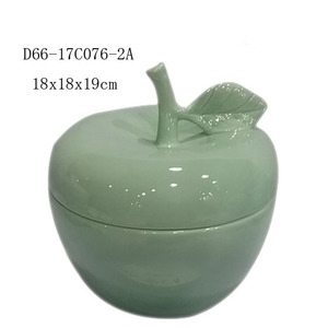 Giá rẻ Custom Apple Design Trắng Ceramic <span class=keywords><strong>Cookie</strong></span> Jar - Product Image 2