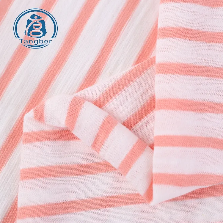 T-Shirts Garn gefärbt gestrickt Single Jersey Slub Cotton Stripe Stoff