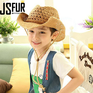 Bán buôn Mùa Hè Mát Mẻ Thường Bé Kids Boy Girl Rơm Cowboy Hat Sun mũ bãi biển - Product Image 1