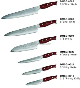 Japanese VG-10 67 layers damascus steel 5pcs cutlery knife set with red G10 handle