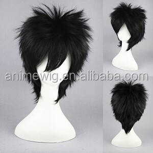 Haute qualité 35cm courte droite <span class=keywords><strong>Uchiha</strong></span> <span class=keywords><strong>Sasuke</strong></span> perruque noire Cosplay synthétique Anime Peluca perruques de cheveux résistants à la chaleur - Product Image 2