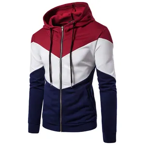 Ucuz hafif tam zip up uzun kollu kış erkekler polyester polar hoodie