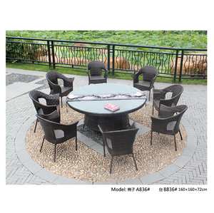 Ensemble de table à manger d'extérieur en rotin synthétique tressé d'occasion <span class=keywords><strong>pas</strong></span> <span class=keywords><strong>cher</strong></span> pour jardin et patio, mobilier de restaurant en osier <span class=keywords><strong>Miami</strong></span> - Product Image 3