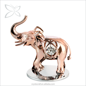 Crystocraft - Figura Decorativa de Elefante de la Suerte Feng Shui, Estatua de Animal, Escultura Chapada en Oro Rosa con Cristales de Corte Brillante, Arte Popular - Product Image 1