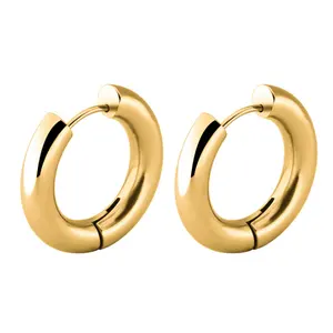 new style modern women jewelry stainless steel small hoop earrings manufacturer gold silver black earring wholesale