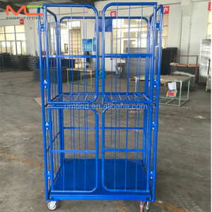 Toz kaplı çelik rulo kafes arabası katlanabilir tel tekerlekli konteyner kapı ile - Product Image 4