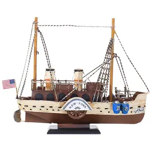 Handmade Antique Die Cast Vehicles Model Boat For Sale Vintage Metal Craft Toy Diecast Ship Model For Tabletop Home Office Decor