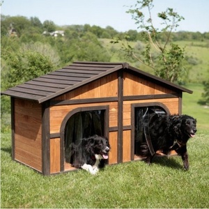 Maisons pour chiens en bois massif Extra Large, salopettes pour animaux domestiques, deux chiens ou 1 grande tailles, lit d'extérieur avec fond surélevé et isolation naturelle - Product Image 3