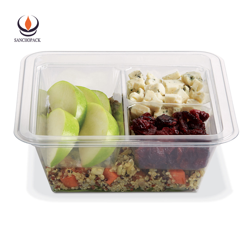 Пластиковый пищевой контейнер с 3 отделениями