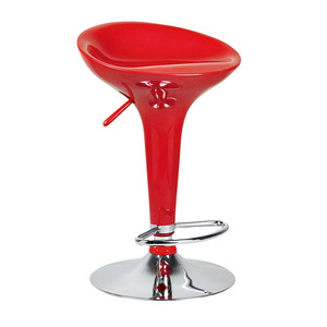 Contemporary Design Red ABS Plastic Bar Stool Chair with Footrest and Low Back