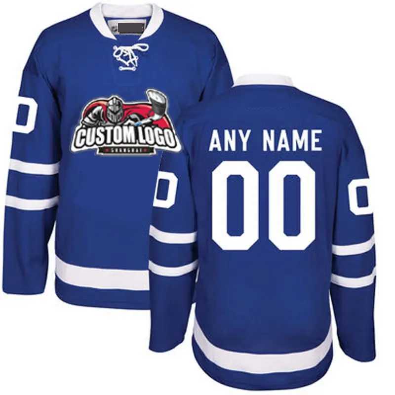 100% Polyester Borduurwerk Maple Leafs Blank Ijshockey Jersey Met Nummer/Logo