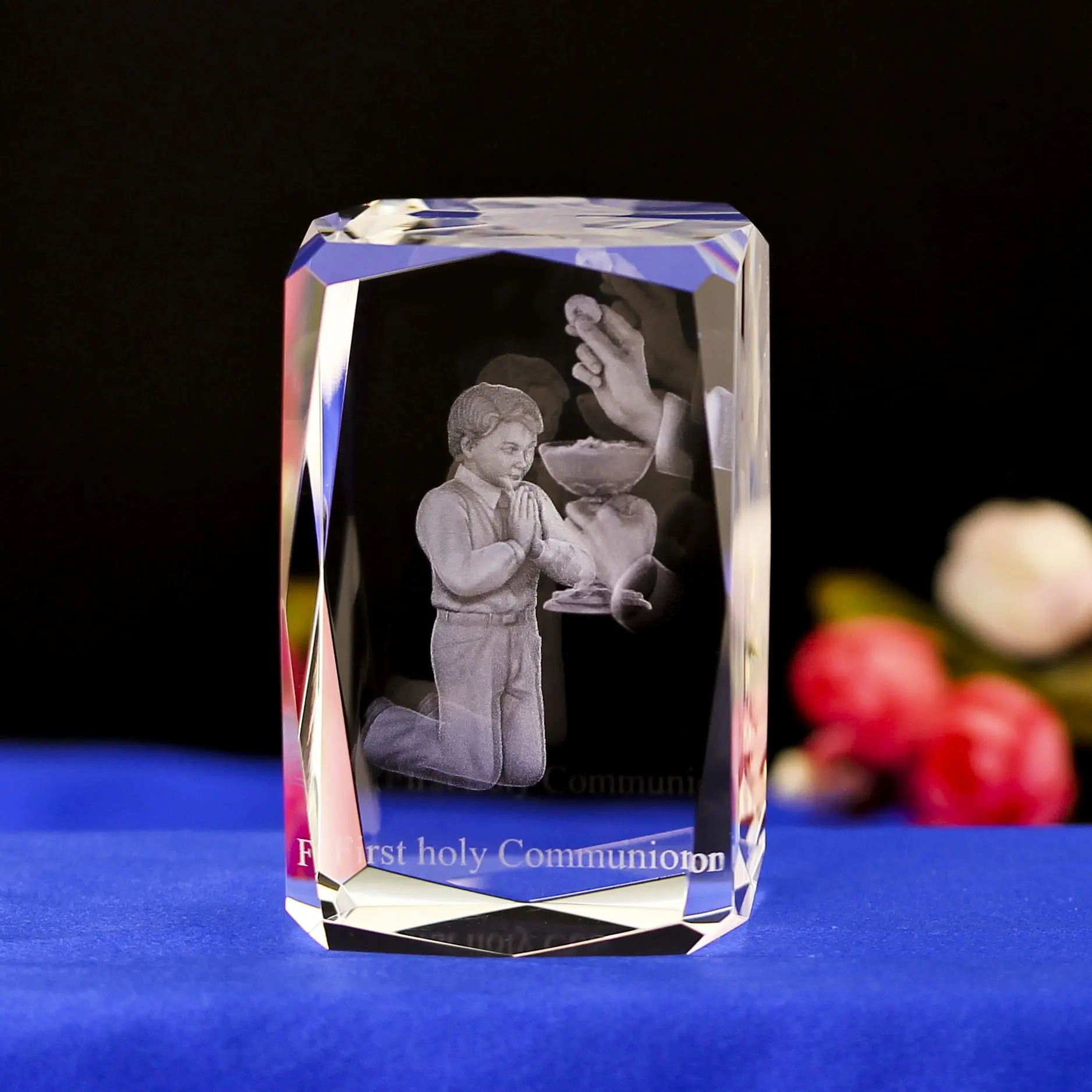 Cubo de cristal con grabado de cristal, grabado único de 24 ángulos, 3D, regalos religiosos, blanco, 3d, comunión, Europa, grabado láser transparente