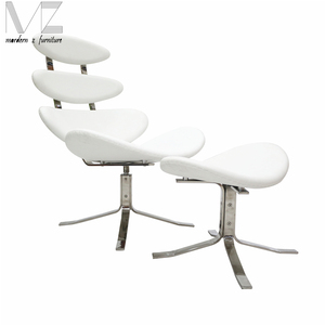 Moderne en acier inoxydable pivotant inclinable chaise longue corona et pouf - Product Image 4
