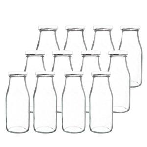 Bouteille à lait en verre avec couvercles blancs réutilisables, 1000ml, pour boisson, nouveauté, avec pailles - Product Image 4
