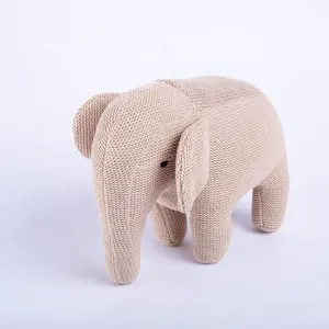 手作りニット象の家の装飾綿100% ウールかぎ針編み象人形ぬいぐるみユニセックステディベアデザインヴィンテージ1個/ppバッグ