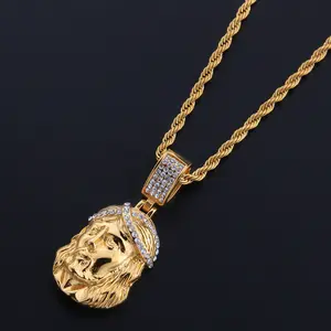 Hip Hop di Colore Dell'oro Placcato Gesù pendente Iced Out strass Mascherato Volto di Gesù Pendente Della Collana per le donne degli uomini