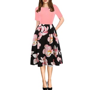 Abito da festa Casual da donna <span class=keywords><strong>con</strong></span> stampa Patchwork Vintage tasche a sbuffo A345 - Product Image 4