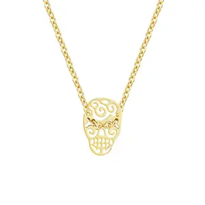DY Мексиканская тату черепа Charm 18K золотую цепочку Мексика череп кулон ожерелье