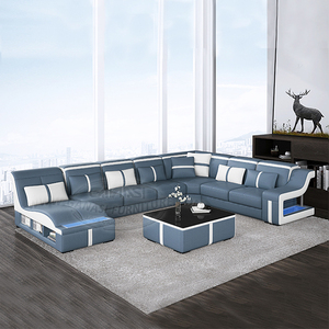 Mebel Seks Kulit Asli Italia Modular <span class=keywords><strong>XXL</strong></span>, Set Sofa 7 Tempat Duduk 2019 - Product Image 4