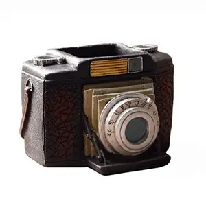 Personalizzato Retro modello di Fotocamera decorazione Matita vaso di fiori Scrivania Organizzatore della resina dell'annata della macchina fotografica della penna titolare