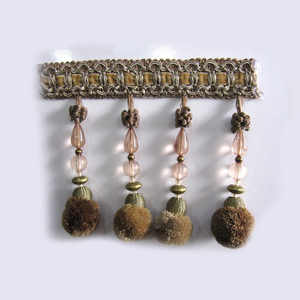 Gros Durable Pas Cher Brun Foncé Perlé Pom Pom <span class=keywords><strong>Frange</strong></span> - Product Image 5