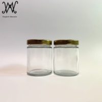 250ml Straight Sided Round clear Glass Honey Food Jam Jar with Twist off Lug Gold Metal Lid