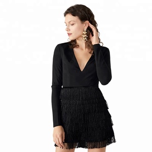 Mujeres de moda de Primavera de la <span class=keywords><strong>ropa</strong></span> de los diseños de moda Sexy escote manga larga vestidos <span class=keywords><strong>Online</strong></span> - Product Image 1